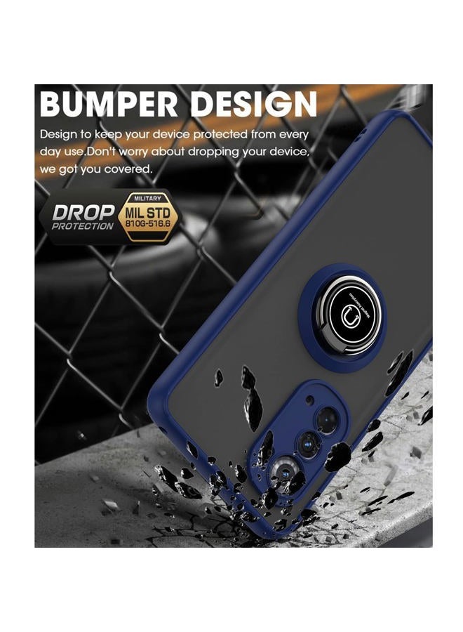 TJ's Compatible for Motorola Moto Edge 2022 Case, Edge 5G UW 2022 Case, with [Tempered Glass Screen Protector] Defender Metal Ring Kickstand Magnetic Support Drop Protective Phone Case (Light Blue) - Image 4