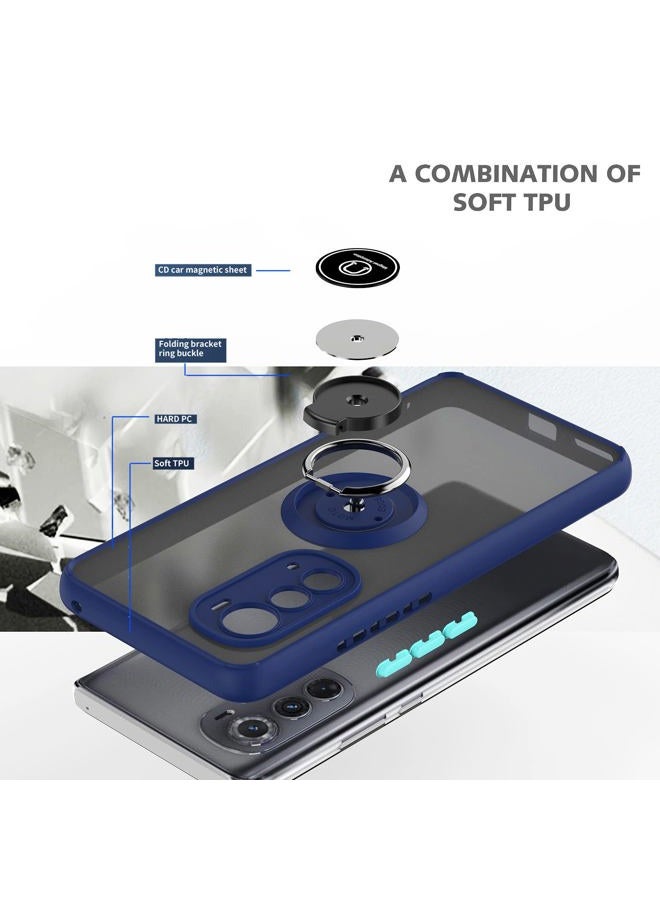 TJ's Compatible for Motorola Moto Edge 2022 Case, Edge 5G UW 2022 Case, with [Tempered Glass Screen Protector] Defender Metal Ring Kickstand Magnetic Support Drop Protective Phone Case (Light Blue) - Image 5