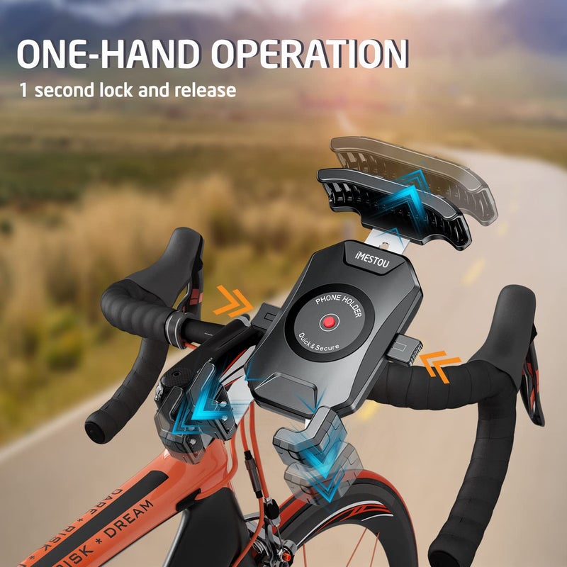 iMESTOU Anti-Theft Motorcycle Phone Mount Bike 1 Ball Phone Holder Handlebar Double Socket Arm Cellphone Holder with Aluminum 1" Ball Base 360 Rotation Universal for 4.0-7.0 Inch Smartphones - Image 5