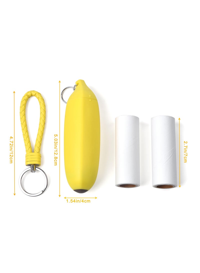 SOLARAE Banana Portable Lint Roller, Unique and Adorable Design, Portable and Convenient, High-Quality Adhesive for Solving The Awkward of Pet Hair on Clothes (1 * Lint Roller + 2 * Replacement Cores) - Image 3
