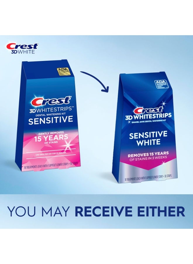 Crest 3D Whitestrips Sensitive At-Home Teeth Whitening Kit, 18 Treatments, Gently Removes 15 Years of Stains, Crest Whitestrips, Teeth Whitening Kit - Image 2