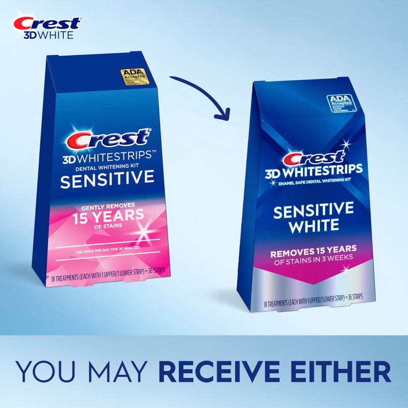 Crest 3D Whitestrips Sensitive At-Home Teeth Whitening Kit, 18 Treatments, Gently Removes 15 Years of Stains, Crest Whitestrips, Teeth Whitening Kit - Image 2