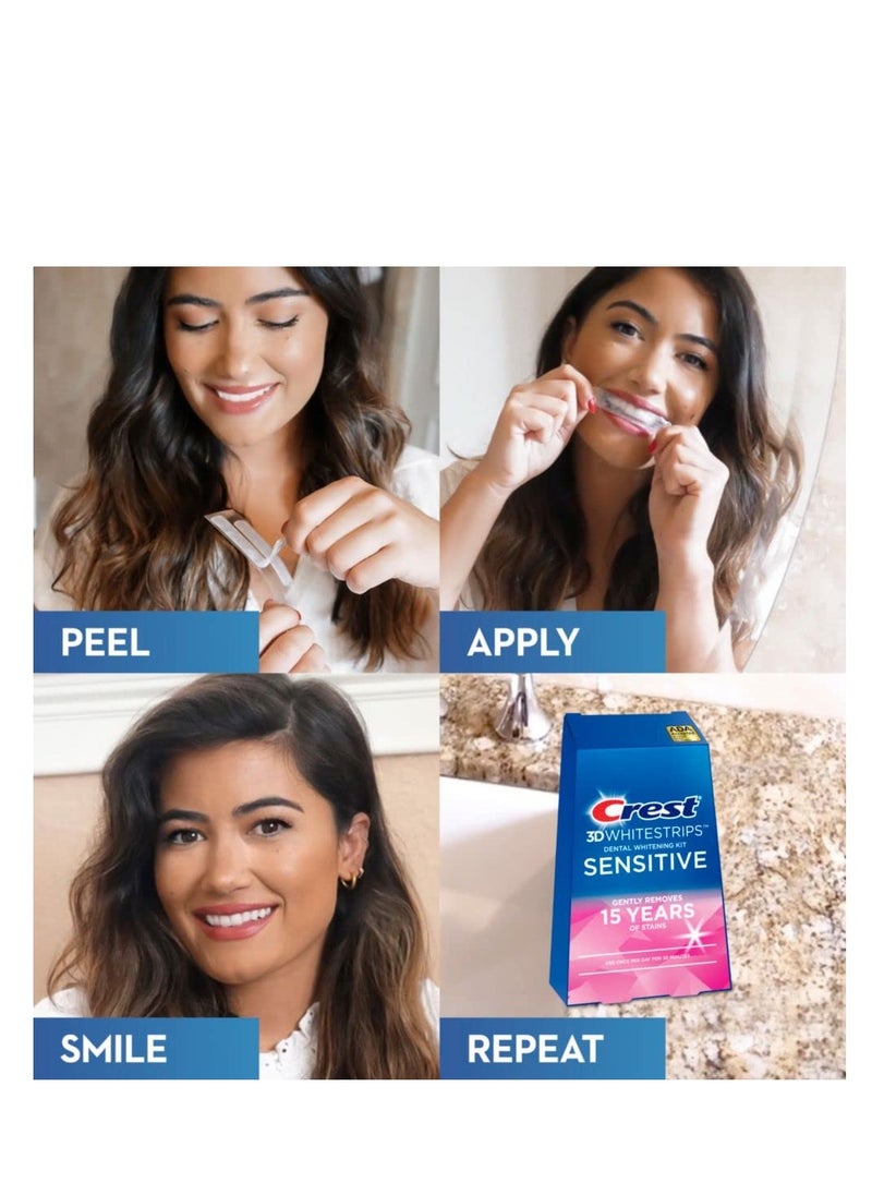 Crest Crest 3D Whitestrips Sensitive At-home Teeth Whitening Kit, 18 Treatments, Gently Removes 15 Years of Stains  - Image 2