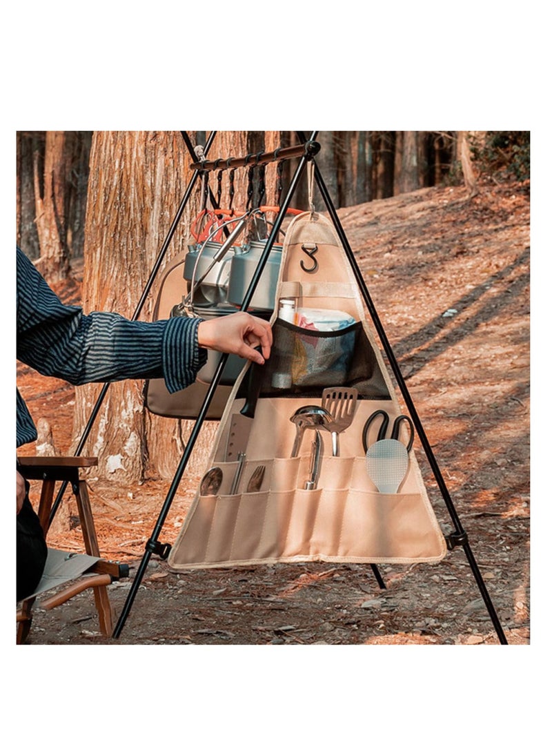 SYOSI Tria ngle Storage Bag, Pouch Camping Tool Organizer, Picnic Cutlery Pouch Tableware Barbecue Accessories Hanging Bag Multifunction Oxford Cloth  - Image 2