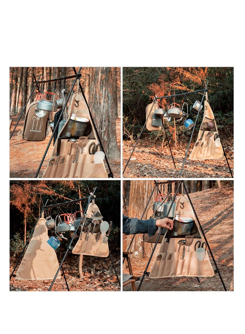 SYOSI Tria ngle Storage Bag, Pouch Camping Tool Organizer, Picnic Cutlery Pouch Tableware Barbecue Accessories Hanging Bag Multifunction Oxford Cloth  - Image 3