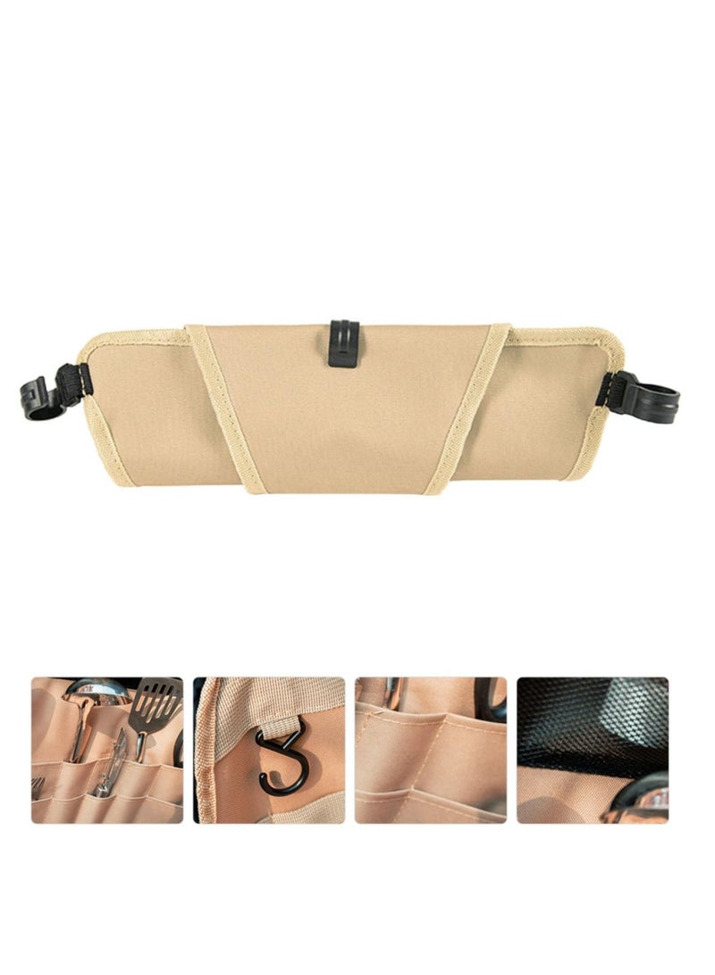 SYOSI Tria ngle Storage Bag, Pouch Camping Tool Organizer, Picnic Cutlery Pouch Tableware Barbecue Accessories Hanging Bag Multifunction Oxford Cloth  - Image 4