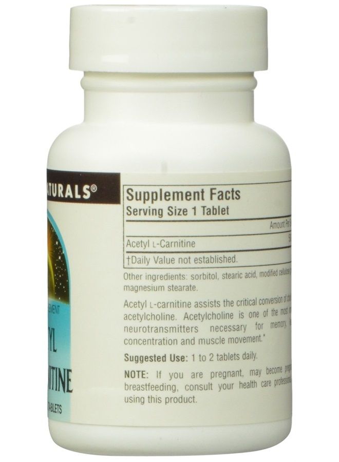Source Naturals أسيتيل L-كارنيتين، 500 ملغ، 30 قرص - Image 2