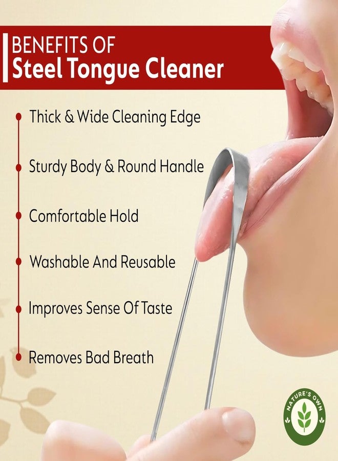 Craftonus Steel Tongue Cleaner for Men and Women | For Fresh Breath & Bacteria Removal | Improved Taste Sense & Oral Hygiene | Easy to Use | 100% Pure Indian Copper Tongue Scraper To Prevent Bad Breath - Image 3