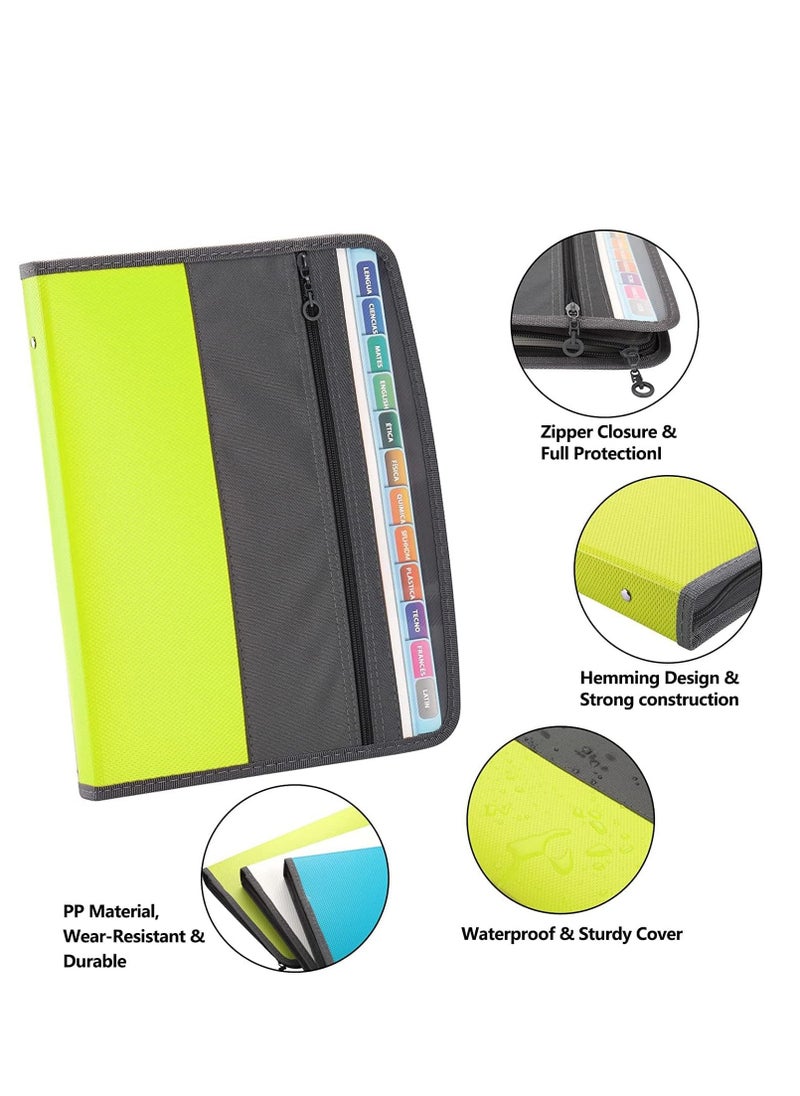 Y&D - Expanding File Folder, Accordion Zip Folders with Zipper Closure Document Organizer, A4 Size, Sticky Labels 13 Pocket (Green) - Image 1