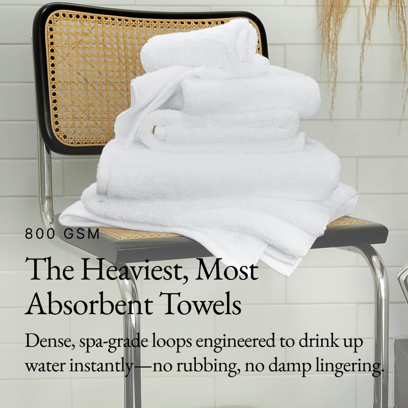 Italic Ultraplush 100% Australian Cotton Towels - Set of 2 Luxury Bath Towels, Quick Dry Plush and Absorbent, Heavy Duty Large Bath Towels, 800GSM Towels for Bathroom & Spa (White) - Image 5