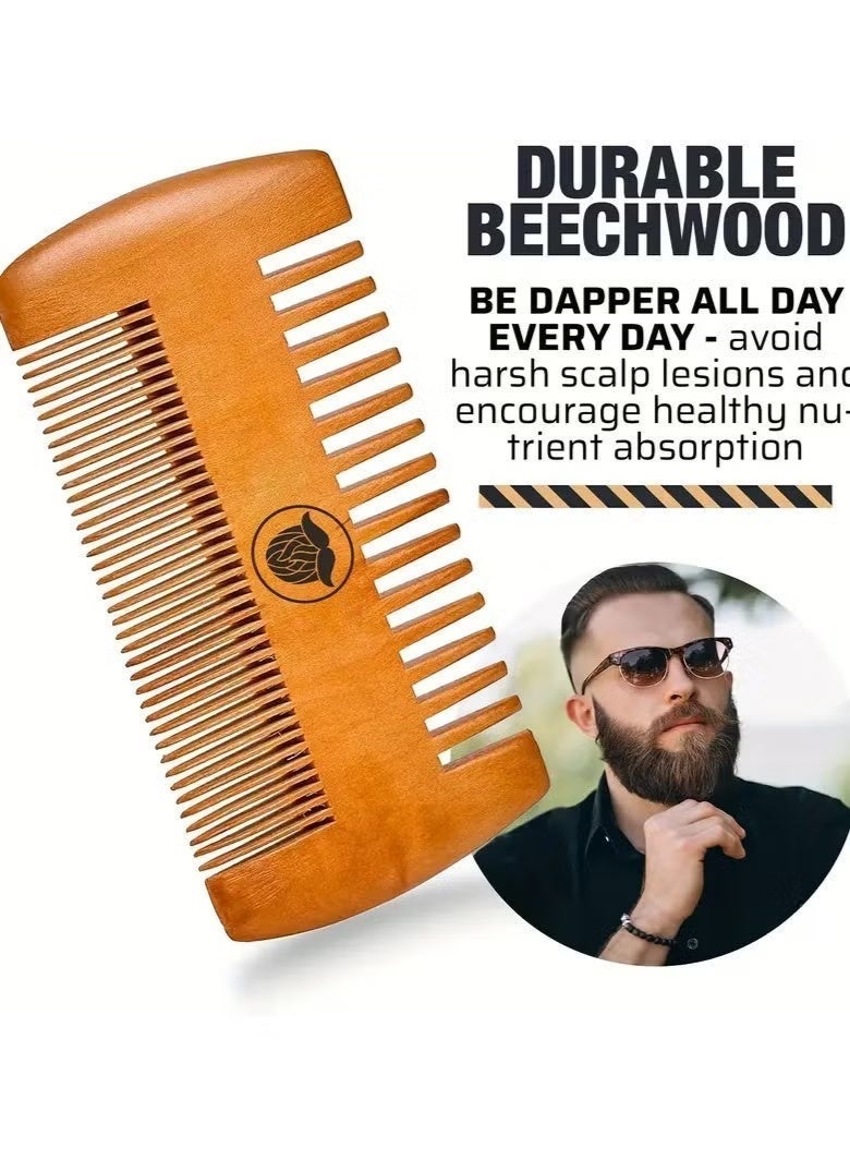 جيكومو طقم لحية وشمش خشبي للرجال - مثالي للحية، شعر الرأس والشوارب مجموعة عناية للرجال، تحتوي على مشط خشبي، فرشاة شعيرات، مقص، هدية عيد الأب - Image 5
