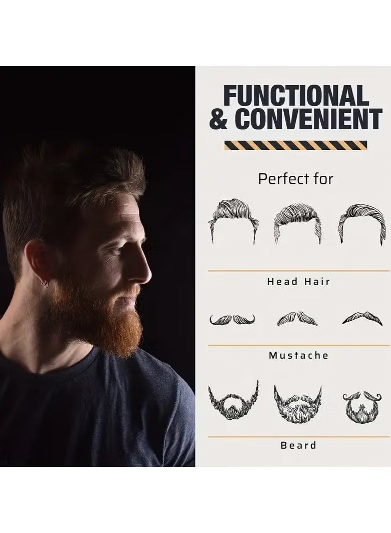 جيكومو طقم لحية وشمش خشبي للرجال - مثالي للحية، شعر الرأس والشوارب مجموعة عناية للرجال، تحتوي على مشط خشبي، فرشاة شعيرات، مقص، هدية عيد الأب - Image 4