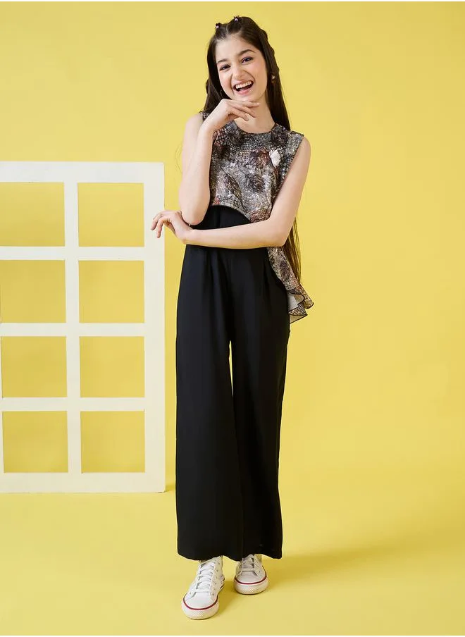 ستايلو بج Abstract Print Overlay Sleeveless Jumpsuit