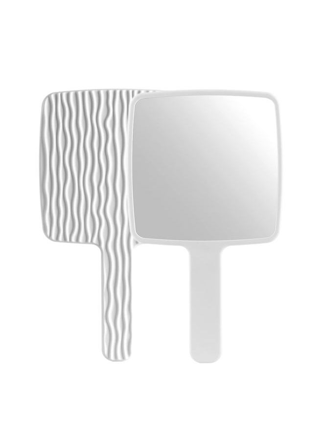 Jasefa - Hand Mirror, Handheld Mirror with Handle for Makeup, Portable Cute Hand held Mirror for Shaving, Travel Men & Women(White) - Image 1