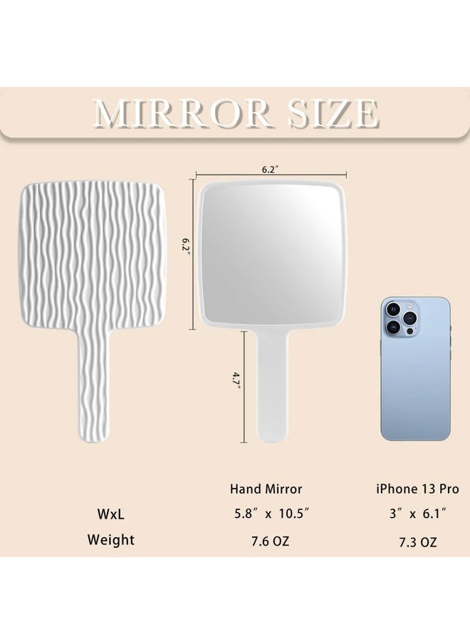 Jasefa - Hand Mirror, Handheld Mirror with Handle for Makeup, Portable Cute Hand held Mirror for Shaving, Travel Men & Women(White) - Image 1
