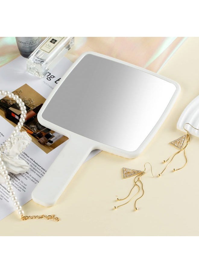 Jasefa - Hand Mirror, Handheld Mirror with Handle for Makeup, Portable Cute Hand held Mirror for Shaving, Travel Men & Women(White) - Image 1