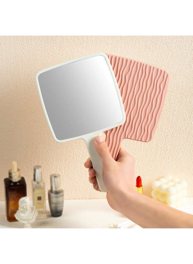 Jasefa - Hand Mirror, Handheld Mirror with Handle for Makeup, Portable Cute Hand held Mirror for Shaving, Travel Men & Women(White) - Image 1