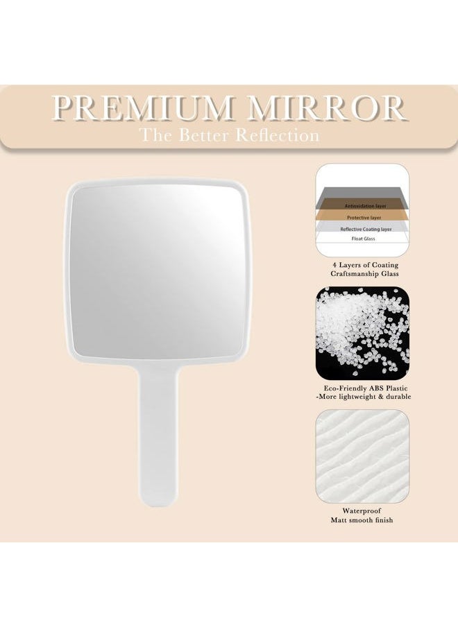 Jasefa - Hand Mirror, Handheld Mirror with Handle for Makeup, Portable Cute Hand held Mirror for Shaving, Travel Men & Women(White) - Image 1