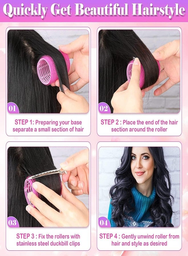 Spoken 6Pcs Big Hair Rollers Self Grip Holding Curlers with 12Pcs Stainless Steel Duckbill Clips for Long Medium - Image 2
