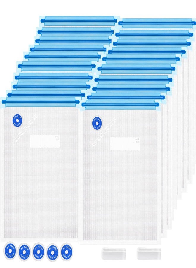 FIRAWER Sous Vide Bags Reusable 27Pcs, BPA Free Food Vacuum Sealer Bag, Food Storage Bags, Vacuum Zipper Bags for Sous Cooking - 20Pcs Vacuum Food Sealer Bag & 5 Air Valves & 2 Seal Clips (13.5X10 in) 4.3L - Image 1