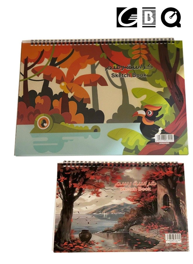 2PCS B4(35*25) B5(26*18)Sketchbook 15Sheets/Book A Total Of 30 Pages Spiral Bound Hardcover Art Book