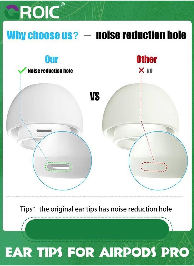 GROIC 4 Pairs Replacement Ear Tips for AirPods Pro and AirPods Pro 2 with Noise Reduction Hole, XS/S/M/L Silicone Ear Tips for AirPods Pro with Portable Storage Box and Fit in The Charging Case  - Image 2