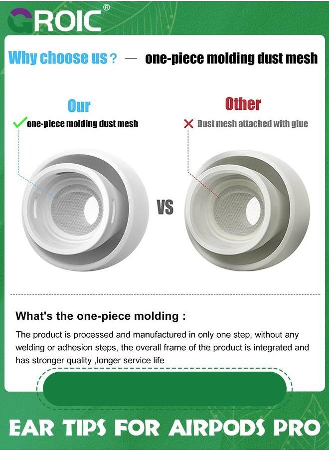GROIC 4 Pairs Replacement Ear Tips for AirPods Pro and AirPods Pro 2 with Noise Reduction Hole, XS/S/M/L Silicone Ear Tips for AirPods Pro with Portable Storage Box and Fit in The Charging Case  - Image 3