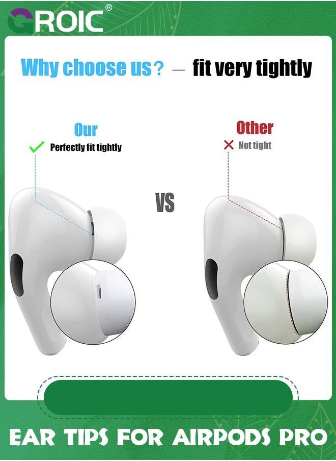 GROIC 4 Pairs Replacement Ear Tips for AirPods Pro and AirPods Pro 2 with Noise Reduction Hole, XS/S/M/L Silicone Ear Tips for AirPods Pro with Portable Storage Box and Fit in The Charging Case  - Image 4
