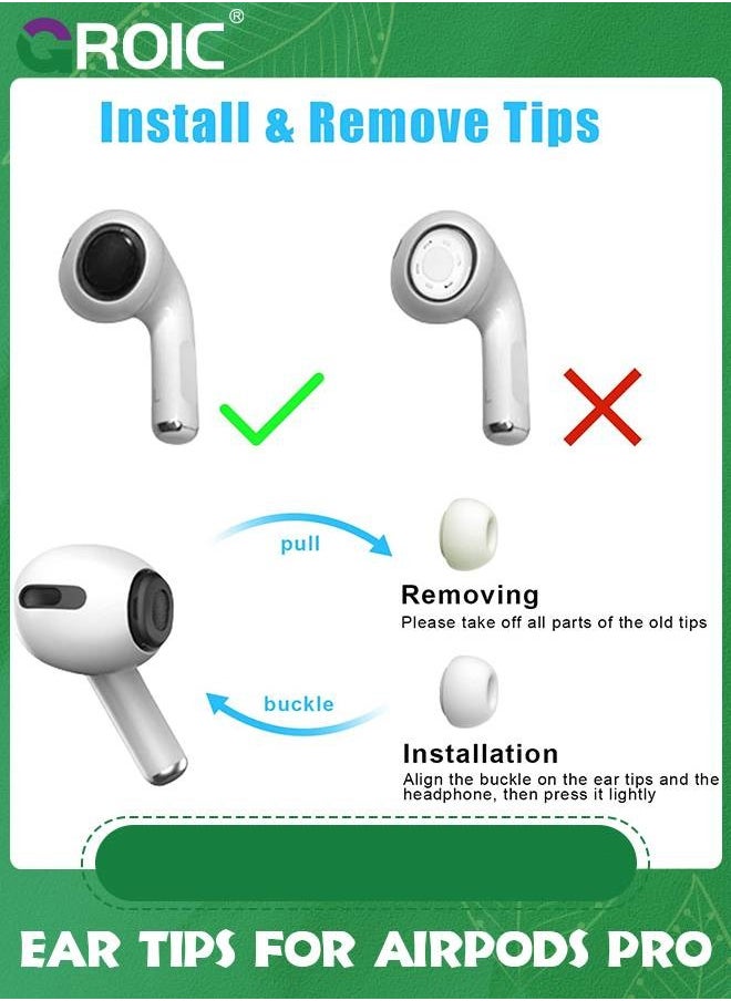 GROIC 4 Pairs Replacement Ear Tips for AirPods Pro and AirPods Pro 2 with Noise Reduction Hole, XS/S/M/L Silicone Ear Tips for AirPods Pro with Portable Storage Box and Fit in The Charging Case  - Image 5