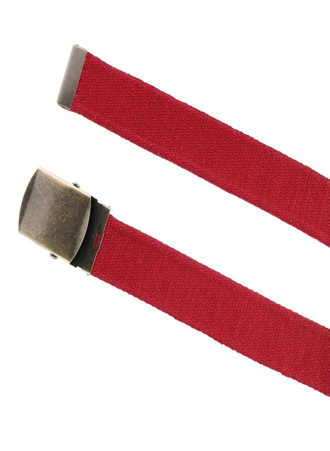 CTM Cotton Web 1.5 Inch Adjustable Military Buckle Belt, Red - Image 2