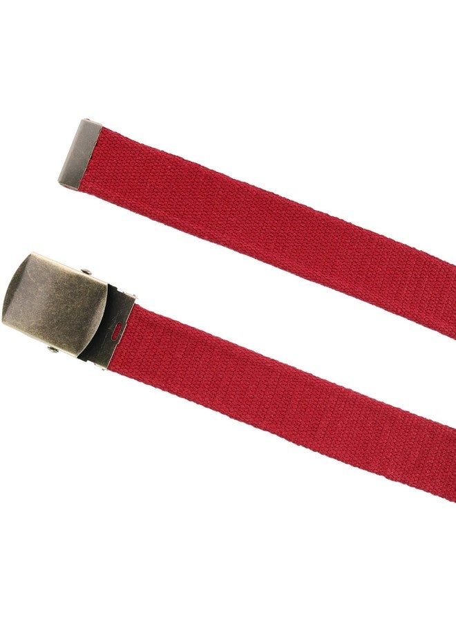 CTM Cotton Web 1.5 Inch Adjustable Military Buckle Belt, Red - Image 4