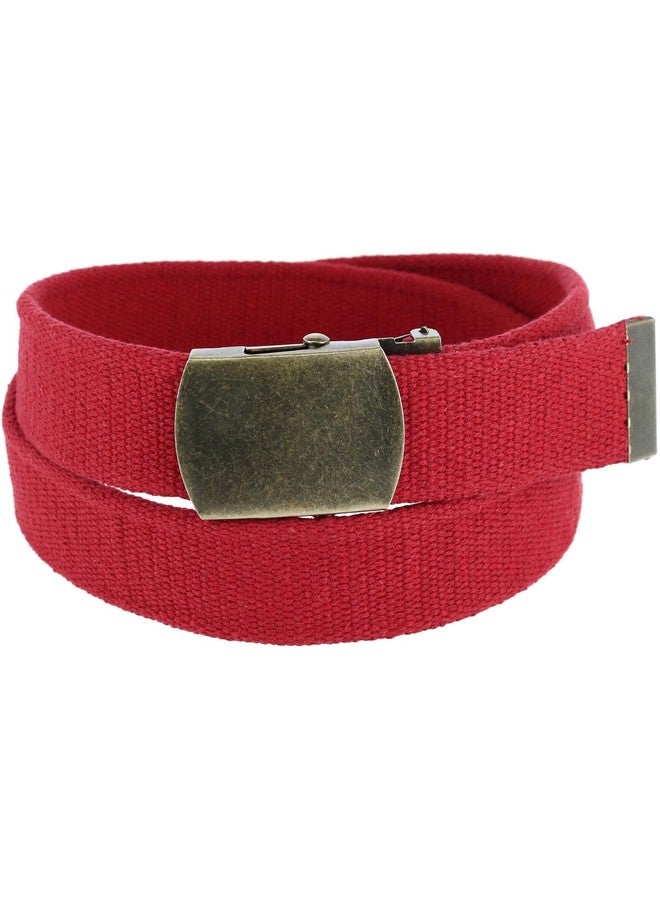 CTM Cotton Web 1.5 Inch Adjustable Military Buckle Belt, Red - Image 3