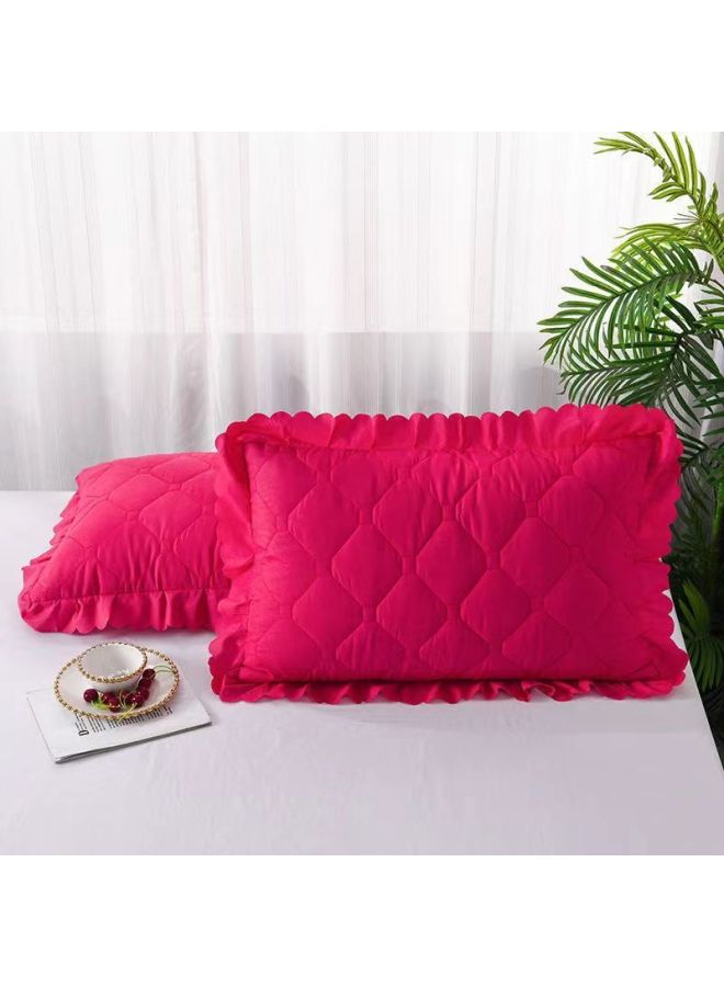 Thickened Pillowcase Pair Of Pillowcase Single One 48x 74cm Pillow Core Suit Pair Of Dormitory Home Dream Domain-Color:Solid Rose Red]]-Specifications:A Pair Of Zipper Pillowcases  - Image 1