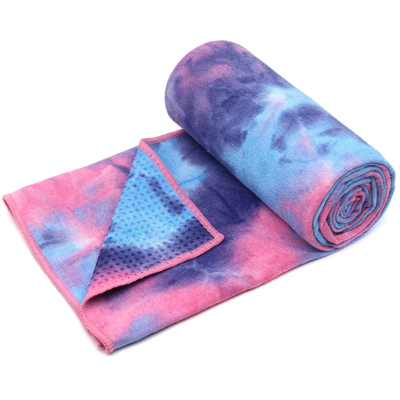 Eunzel 2 Pack Hot Yoga Towel with Grip Dot, Non Slip Yoga Mat Towe Sweat Absorbent Towel for Hot Yoga,Bikram, Pilates and Fitness 72" x 24", Purple & Pink/Green & Purple - Image 3