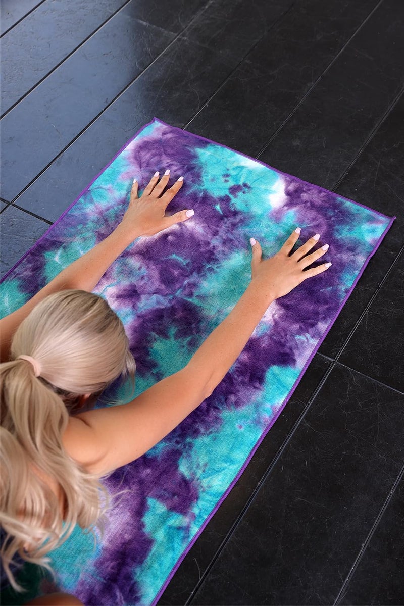 Eunzel 2 Pack Hot Yoga Towel with Grip Dot, Non Slip Yoga Mat Towe Sweat Absorbent Towel for Hot Yoga,Bikram, Pilates and Fitness 72" x 24", Purple & Pink/Green & Purple - Image 5