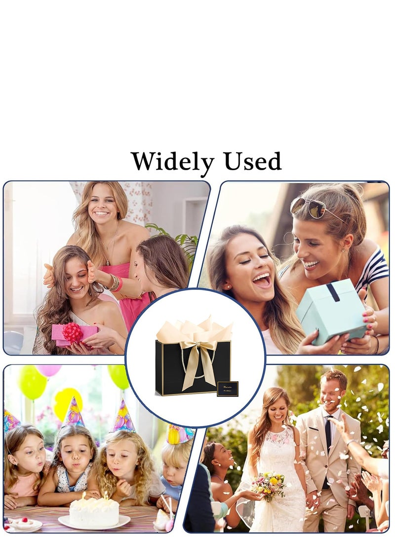 Reusable Paper Gift Bags Set, 1 Greeting Cards, 5 Tissues Paper, for Birthdays, Weddings, Valentine's Day, Party, Mother's Day - Image 4