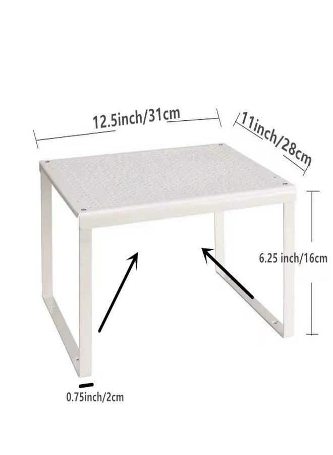 Dodxiaobeul 1 Pcs White Countertop Organizer,Cupboard Stand Spice Rack,Foldable Shelf Organizer 12.5x11",Steel Plate Insert & Pull-Out Organizers Stack with Screws for Cups Jars Bowl Spice Racks Kitchen Bathroom - Image 2
