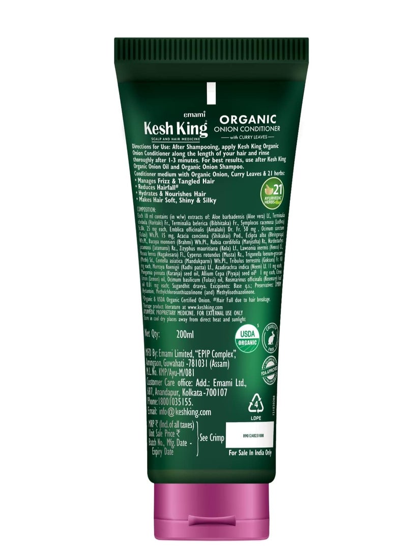 Kesh King Emami Organic Onion Conditioner With Curry Leaves For Hydrated And Nourished Hair For All Hair Types, 200 Millilitre - Unscented - Image 1