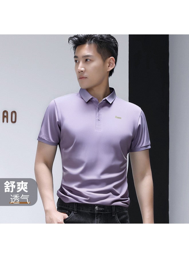 Fomoce men's Summer Business Casual Soft & Comfortable Cotton Short-sleeve Polo Shirt - Lightweight Office Wear - Image 2