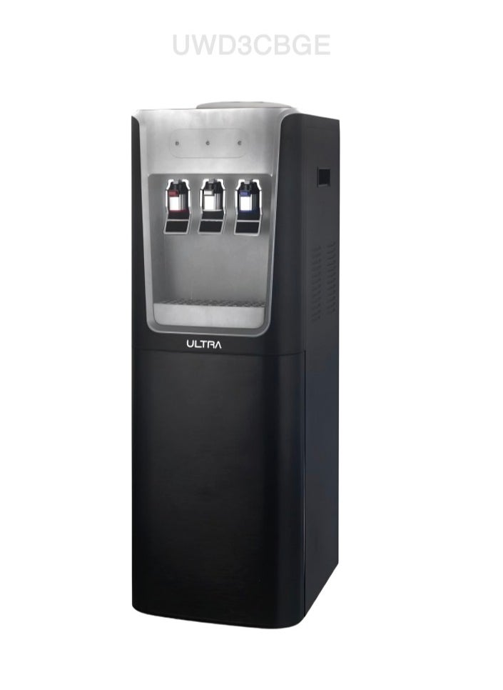 Ultra ULTRA Water Dispenser with Cabinet, 3 Taps, Black and Grey- UWD3CBGE 