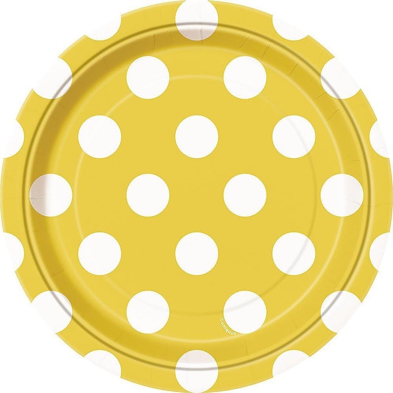 Unique Party 37474 - 18cm Yellow Polka Dot Party Plates, Pack of 8 - Image 3