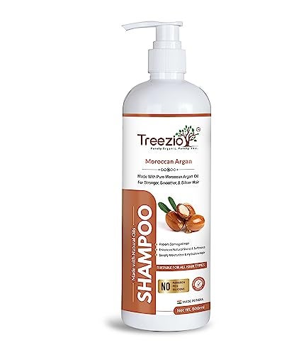 Treezio Moroccan Argan Oil Shampoo For Dry HairDandruffHair LossHair GrowthFrizzy Hair No Paraben No Silicones For Men Women Pack of 2 500 ml Each - Image 2