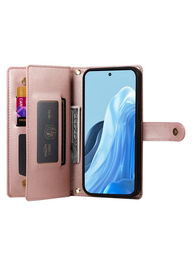 اس-توب جراب لهاتف Samsung Galaxy M35 مزود بتسع فتحات للبطاقات وحقيبة محفظة جلدية بسحاب - Image 3