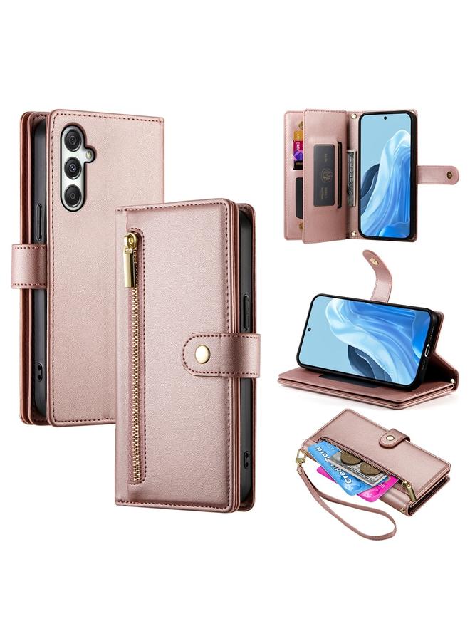 اس-توب جراب لهاتف Samsung Galaxy M35 مزود بتسع فتحات للبطاقات وحقيبة محفظة جلدية بسحاب - Image 1