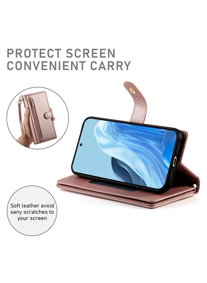 اس-توب جراب لهاتف Samsung Galaxy M35 مزود بتسع فتحات للبطاقات وحقيبة محفظة جلدية بسحاب - Image 4