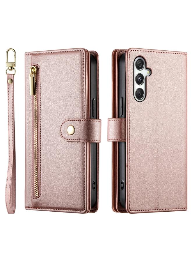 اس-توب جراب لهاتف Samsung Galaxy M35 مزود بتسع فتحات للبطاقات وحقيبة محفظة جلدية بسحاب - Image 2