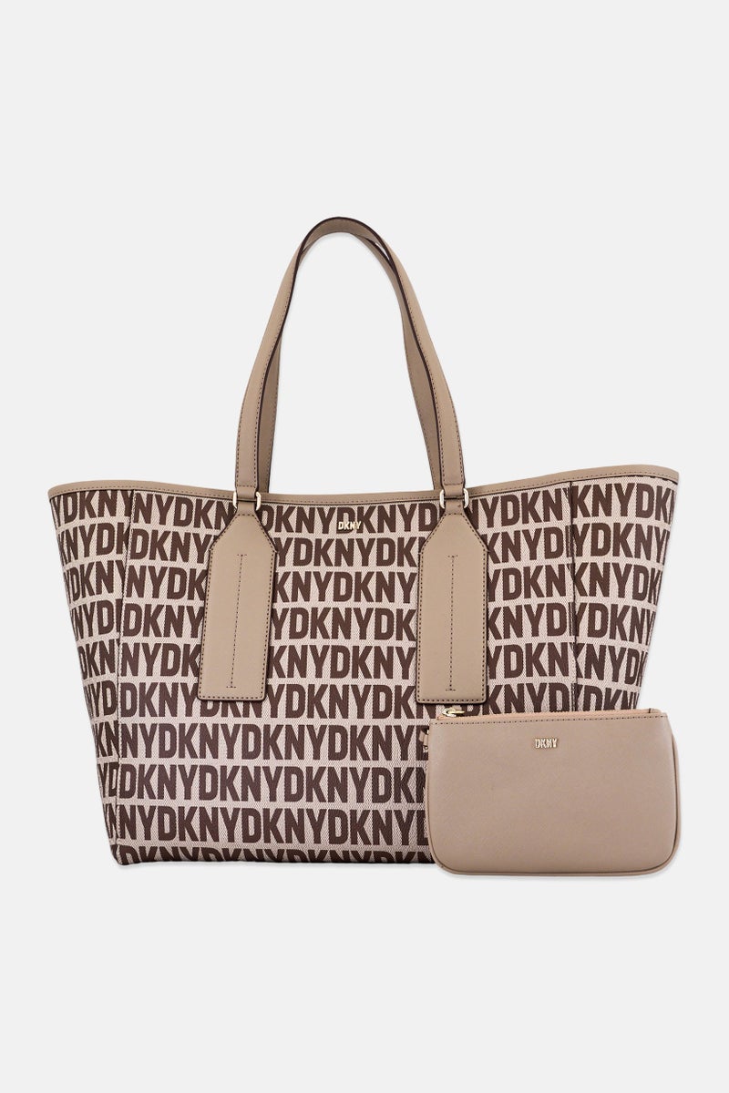 DKNY Women Monogram Tote Bag With Coin Purse, Multicolor - Image 1