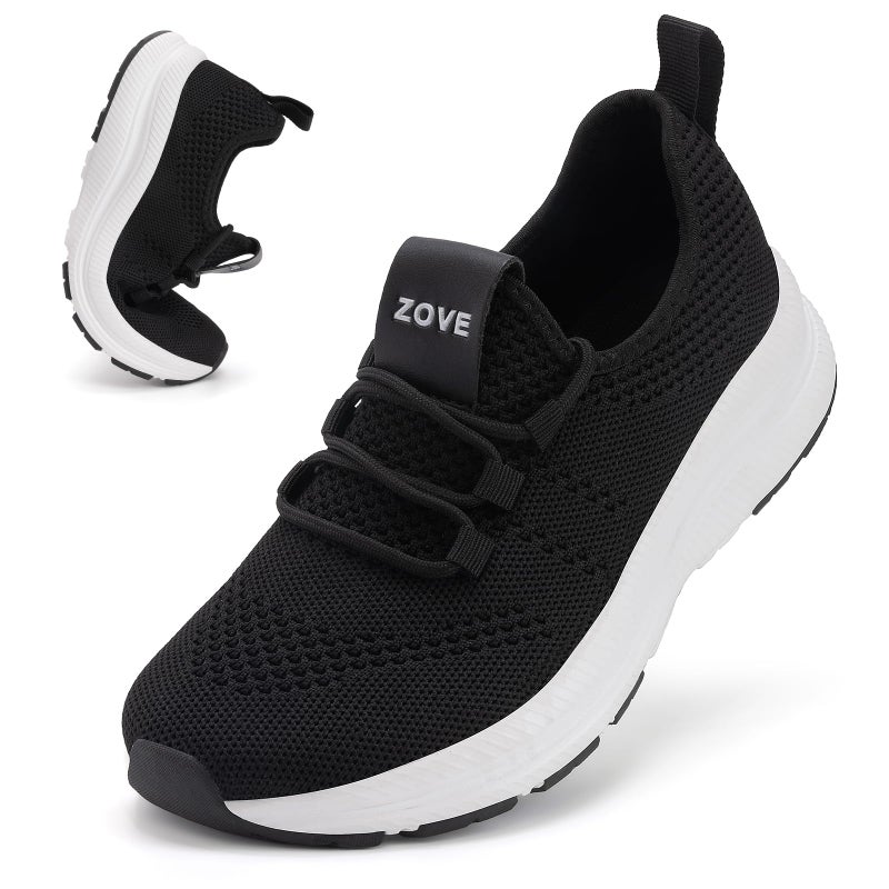 ZOVE Wide Toe Box Shoes Women Extra Wide Width Sneakers Ultra Light Road Running Shoes Non-Slip Tennis Sneakers Breathable Walking Athletic 8803 Black 37 - Image 1