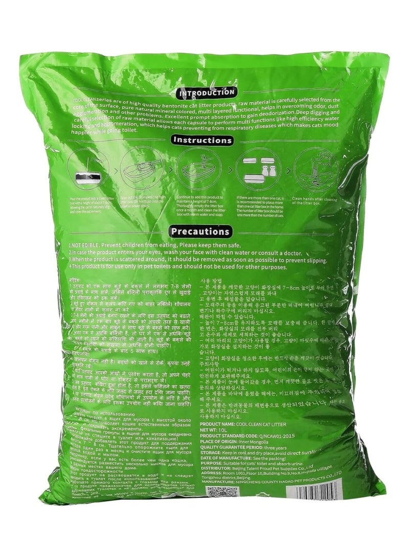 Cool Clean Clumping Cat Litter – Apple Scent, 10Kg (Green) - Image 2