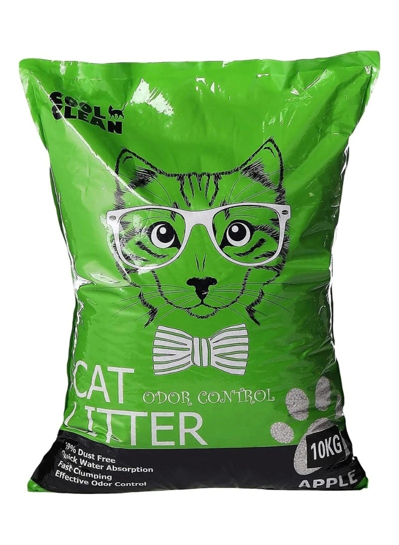 Cool Clean Clumping Cat Litter – Apple Scent, 10Kg (Green) - Image 1